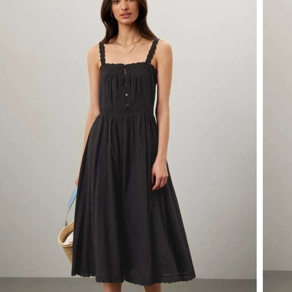 THE GREAT. Dresses & Skirts - THE GREAT. Black Midi Sundress with Scalloped Straps